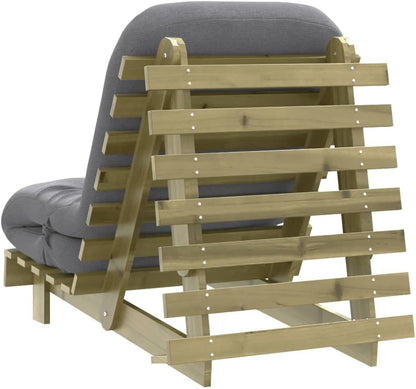 Futon Sofa Bed with Mattress 70 x 206 x 11 cm Pine Wood Impregnated for Bedroom and Living Room - QUORE