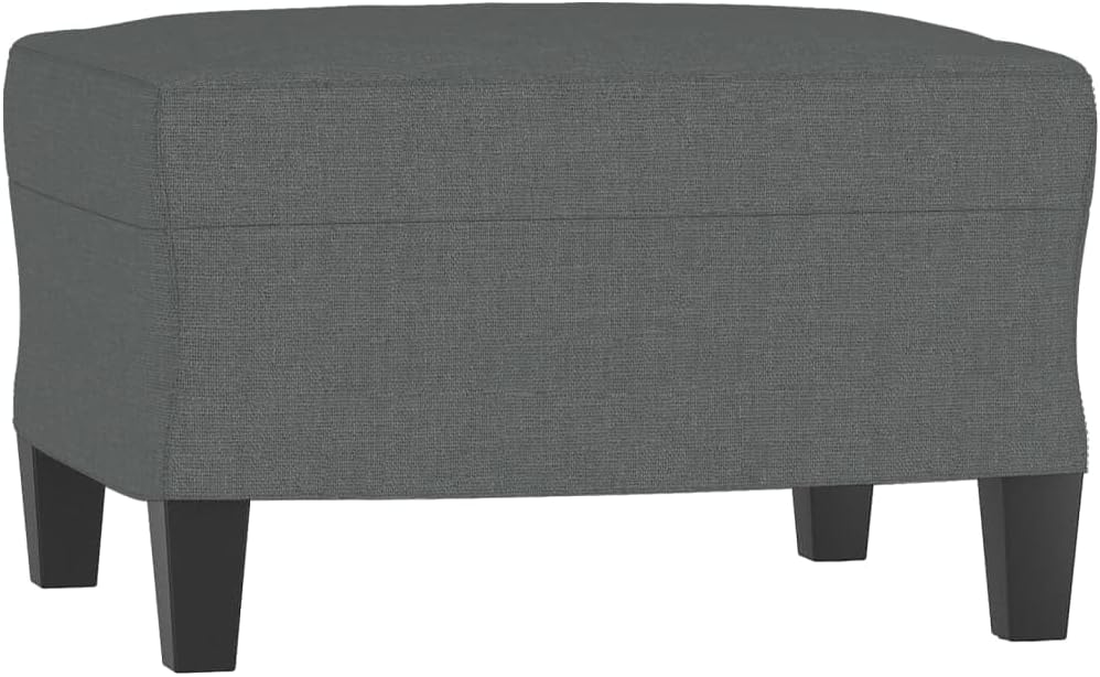 Fauteuil met kruk donkergrijs 60 cm stof beklede stoel relaxstoel comfortabel ontspannen modern design robuust frame