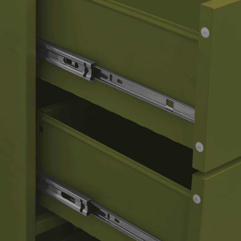 vidaXL Chest of drawers 80x35x101.6 cm steel olive green, chest of drawers, drawer cabinet, side cupboards, drawer cabinets, side cabinets, cupboards, cupboards, cupboards, cupboards