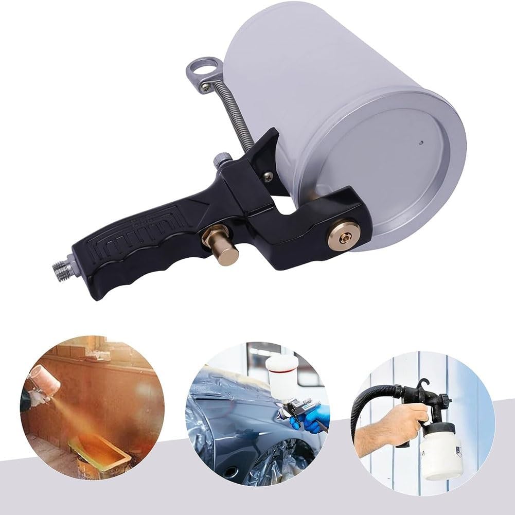 Gelcoat Spuitpistool – Luchtspuitpistool – Handheld Spuitpistool – Gelcoat Spraygun – Doe-het-zelf Spuitpistool – Variabele Trigger – 3 mm Messing Mondstuk – 2 x 1000 ml Kunststof Kruik