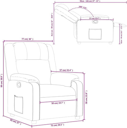 Verstelbare Fauteuil – Relaxstoel – Ligstoel – Fauteuil – Tv Stoel – Kunstleer – Grijs – Verstelbare Rugleuning – Zijvak