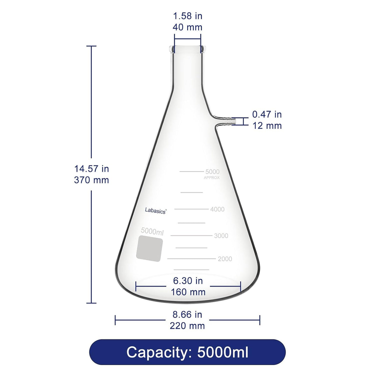 Wandfilterkolf – Filterkolf – Vacuümkolf – Filtreerkolf – Laboratoriumkolf – 5000 ml – Borosilicaatglas – Hittebestendig tot 250 °C