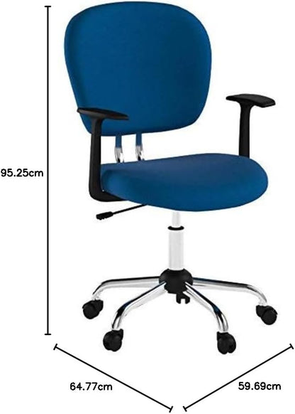 Flash Furniture Draaistoel met gemiddelde rugleuning en verchroomde voet, metaal, turquoise, 58,42 x 55,88 x 25,4 cm