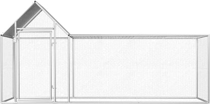 Outdoor Chicken Coop with Roof, Small Animal Chicken Coop, Outdoor Fence, Galvanized Steel, 3 x 1 x 1.5 m - QUORE