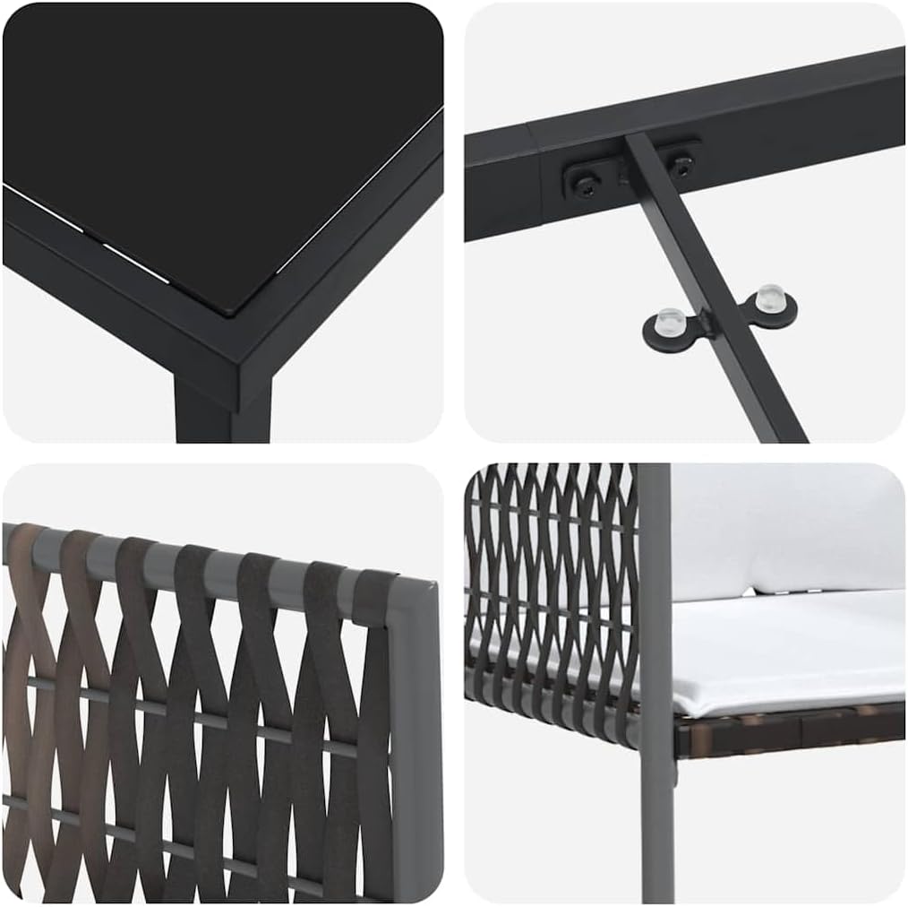 Tuinset – Tuinmeubelset – Eettafelset – Balkonsset – Terrasmeubelset – 5-delig – PE Rattan – UV-bestendig – Modern Design – Bruin Zwart