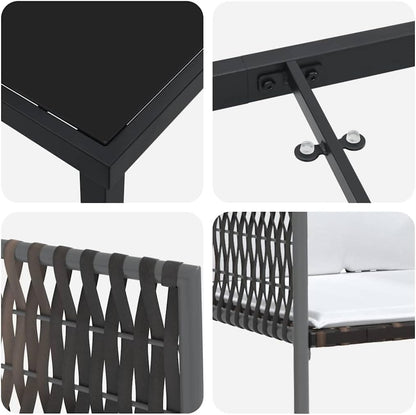 Tuinset – Tuinmeubelset – Eettafelset – Balkonsset – Terrasmeubelset – 5-delig – PE Rattan – UV-bestendig – Modern Design – Bruin Zwart