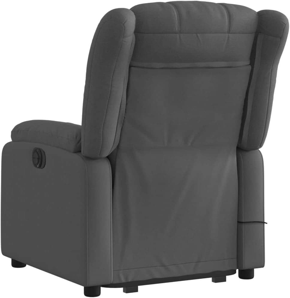 Massagestoel – Relaxfauteuil – TV Stoel – Verstelbare Stoel – Sta-op Hulp – Elektrisch Kantelbaar – 6-Punts Vibratiemassage – Donkergrijze Stof