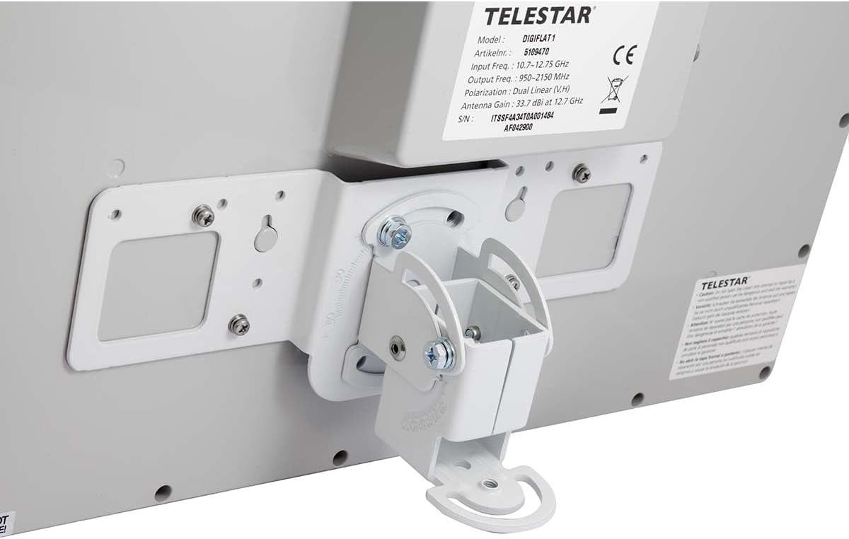 Telestar DIGIFLAT 1 Single Sat platte antenne voor 1 deelnemer (LNB: 0,2 dB, satellietschotel, vensterwand/masthouder, kompas, montagegereedschap) wit 5109470