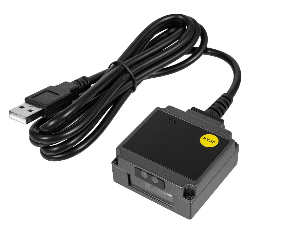 HD203 Industriële 1D/2D QR- en barcodelezer, metalen behuizing, USB, virtuele COM, automatisch en handmatig scannen, valbestendigheid tot 1,2 meter