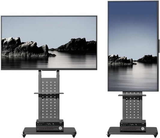 Vloer-Tv-Standaard Op Wielen – Verrijdbare Tv Standaard – Tv Statief – Tv Vloerstandaard – Mobiele Tv Standaard – Voor 32-65 Inch – 90° Draaibaar