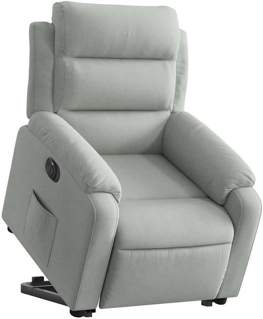 Elektrische Relaxstoel – Sta-Op Stoel – Verstelbare Fauteuil – Elektrisch Ligstoel – Relaxfauteuil Lichtgrijs – Sta-Op Functie – Fluwelen Bekleding