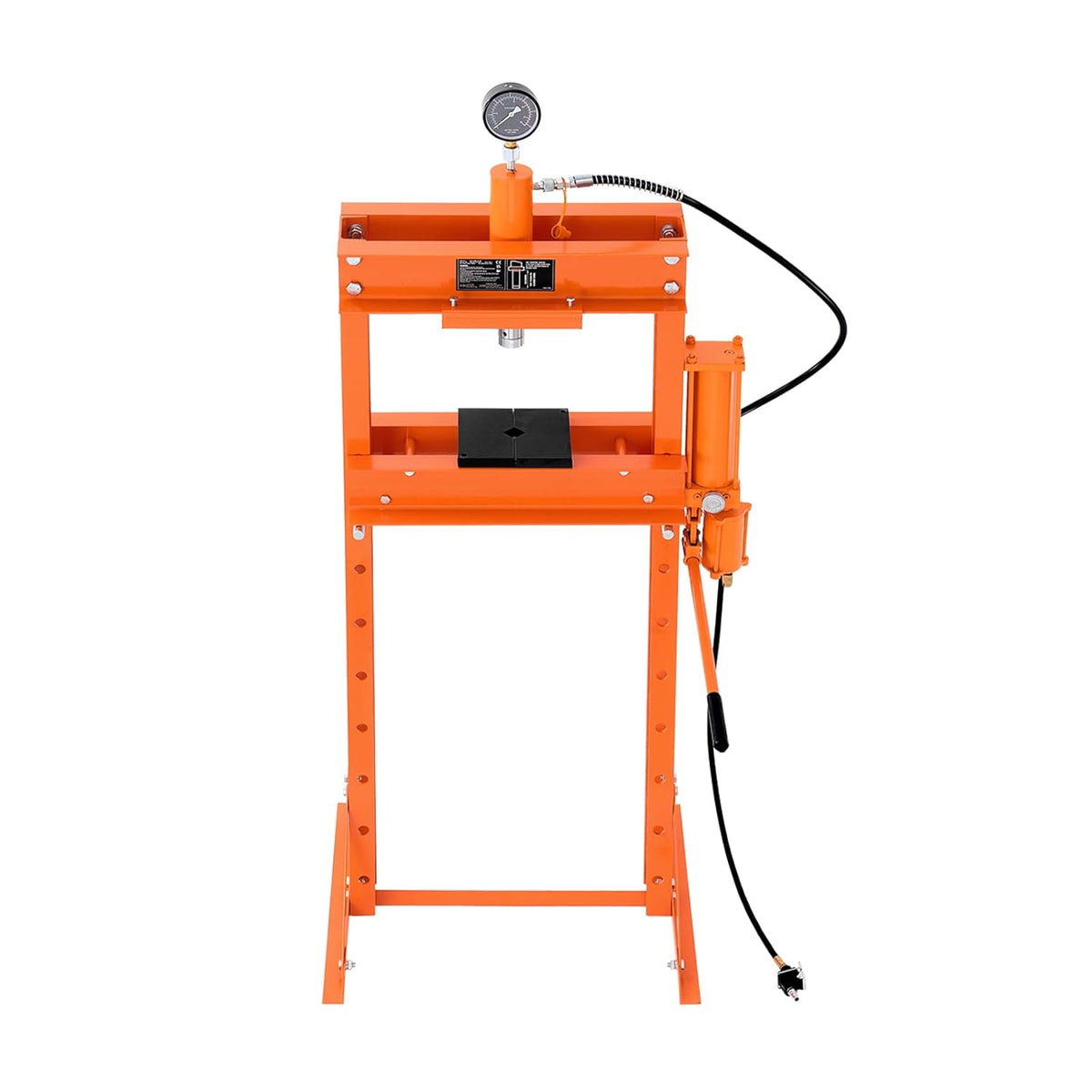 VEVOR Manual workshop press, workshop press with H-frame 20 T with pressure plate 0.8-1.2 MPa, adjustable hydraulic press for garage floors to bend