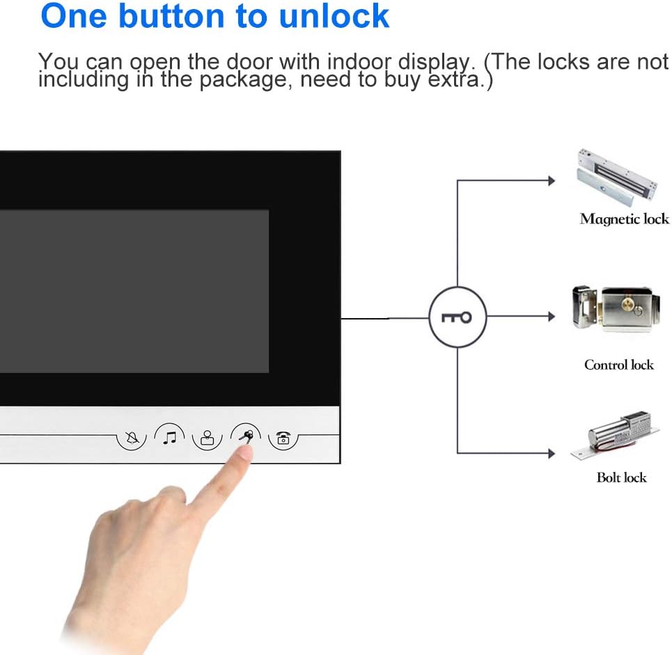 video-deurintercom 7 inch helder display intercom systeem-eenheden deurbel voor home video deurbel camera nachtzicht max 100 meter 1 camera 1 monitor
