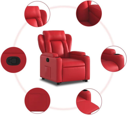 Relaxfauteuil – Elektrische Opsta Fauteuil – TV Stoel – Relaxstoel – Verstelbare Stoel – Kunstleer Rood – Elektrische Liftfunctie – Handmatige Rugleuning Verstelbaar