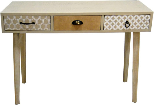 Ingang tafel met 3 laden van natuurlijk hout, 110 x 35 x 79 cm