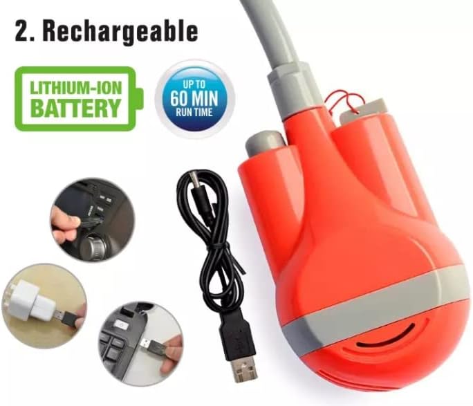 Draagbare campingdouche met 2200 mAh accu, USB-kabel, waterpomp, 1,8 m slang, zuignappen en haken, buitendouche voor kamperen, wandelen, reizen, tuin