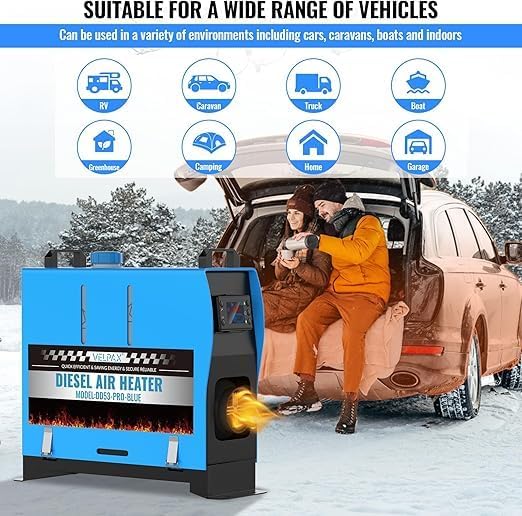All-in-one Diesel Air Heater, Diesel Air Heater with Remote Control and LCD Display, Fast Heating and Low Noise, Portable Heater for Truck, RV, Trailer, Motorhome - QUORE