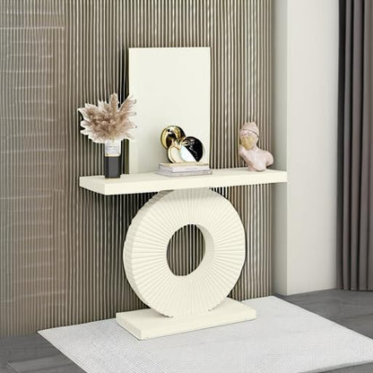 Tribesigns Modern Console Table with Geometric Base, 100cm Wooden Entrance Table, Sofa Table, Narrow Long, Contemporary Accent Table for Living Room, Entrance, Hallway (White)