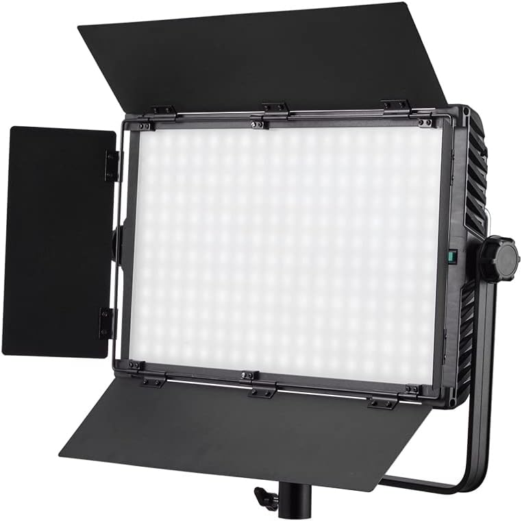 A-2200IIQ Dimmen 3200k-5500k LED 100w Bi-color Studio Video Panel Licht met Barndoor, Afstandsbediening & DMX voor conferentiefotografie Youtube Verlichting
