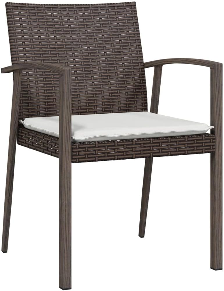 2 Pieces Synthetic Rattan Garden Chairs with Cushions, 56.5 x 57 x 83 cm, Robust Steel Structure, Durable Material, Waterproof and Easy to Clean - QUORE