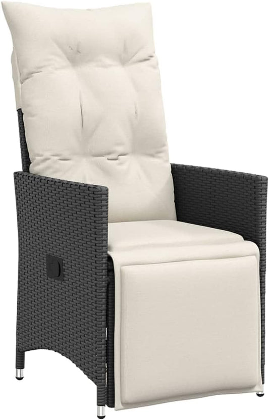 365659 Garden Armchair with Cushions Synthetic Rattan Black Outdoor Patio Balcony Chairs Garden Chairs Patio Chair - QUORE