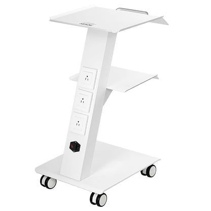 Werkwagen – Werktafel – Trolley – Servicewagen – Medische Trolley – 3-Laags Metaal – Geïntegreerd Stopcontact
