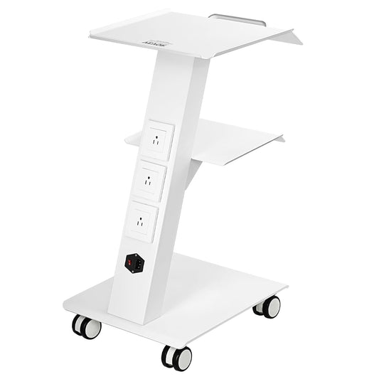 Werkwagen – Werktafel – Trolley – Servicewagen – Medische Trolley – 3-Laags Metaal – Geïntegreerd Stopcontact