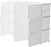 Shoe Cabinet - Shoe Rack - Portable Shoe Rack - 36 Pairs of Shoes - DIY Shelf Organizer - Plastic Shoe Cabinet - with Doors - Entrance - White