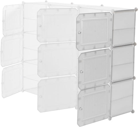 Shoe Cabinet - Shoe Rack - Portable Shoe Rack - 36 Pairs of Shoes - DIY Shelf Organizer - Plastic Shoe Cabinet - with Doors - Entrance - White