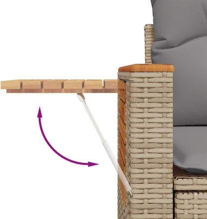 vidaXL 2-zits Tuinbank met Kussens Poly Rattan Beige, Lounge Bank, Tuinmeubilair