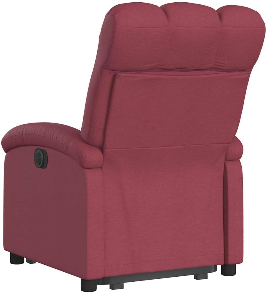 Relaxstoel Met Opstahulp – Electrische stoel – Tv-Stoel – Ligstoel – Relaxfauteuil – Wijnrood – Stofbekleding – Handmatige ligfunctie – Maximaal 135° verstelbaar