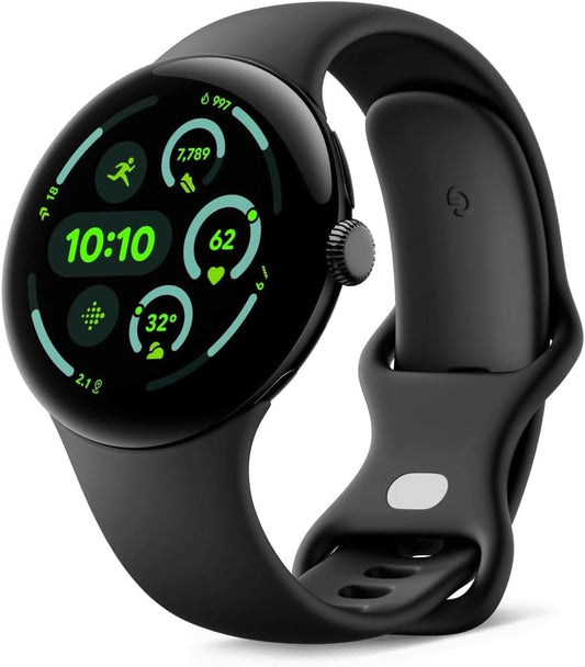Google Pixel Watch 3 (45 mm) – Android-smartwatch met hartslagmeting, geavanceerd hardlopen vanaf Fitbit, fitness-inzichten, 24-uurs batterij – matzwarte aluminium behuizing – obsidiaanband – wifi