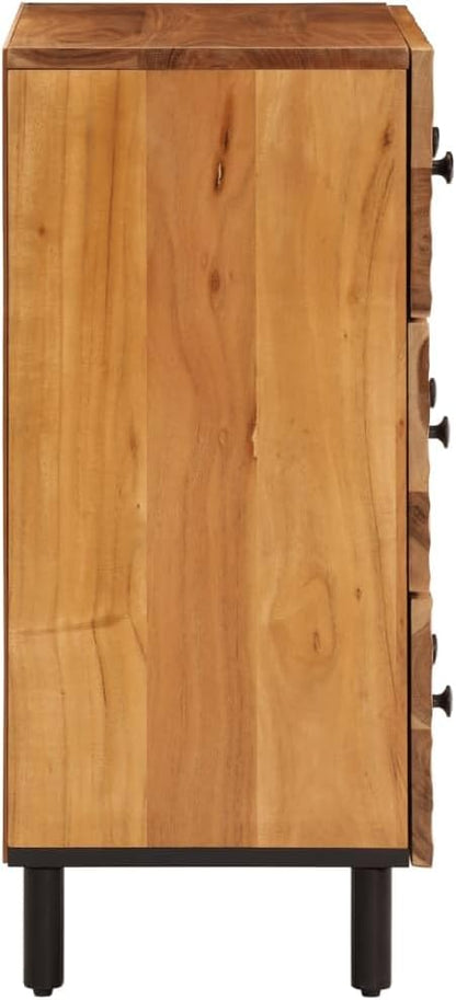 vidaXL Side cabinets 2 pcs 60x33x75 cm solid acacia wood, storage cabinet, dresser cabinet, side cabinet, wall cabinet, storage cabinet, dresser cabinet, sideboard black - QUORE