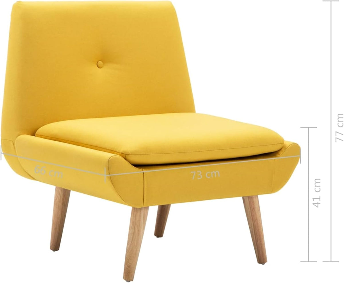 Eetkamerstoel Geel – Stoel Zonder Armleuning – Dining Chair – Woonkamerstoel – Stoffen Stoel – Rubberen Poten – Comfortabele Zitting 8 cm Dik – Lichtgewicht en Duurzaam