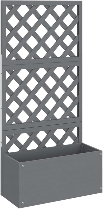 Tidyard WPC 2-Piece Grey Garden Planter with Separate Shoulder Surface Grilled Planter for Outdoor Loft Bed Planter with Grid Flower Box Outdoor 65 x 30 x 135 cm - QUORE