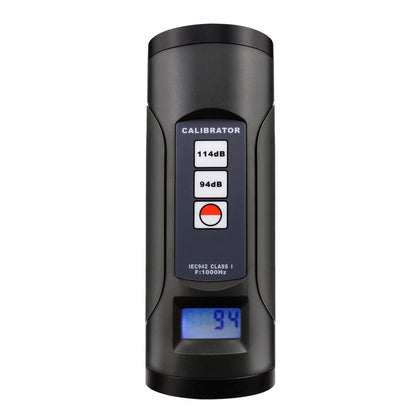 Digitale geluidsniveaumeter kalibrator 94 dB & 114 dB voor 1/2 inch en 1 inch microfoon geluid decibel kalibratiegereedschap