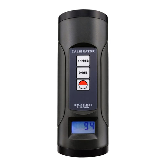 Digitale geluidsniveaumeter kalibrator 94 dB & 114 dB voor 1/2 inch en 1 inch microfoon geluid decibel kalibratiegereedschap