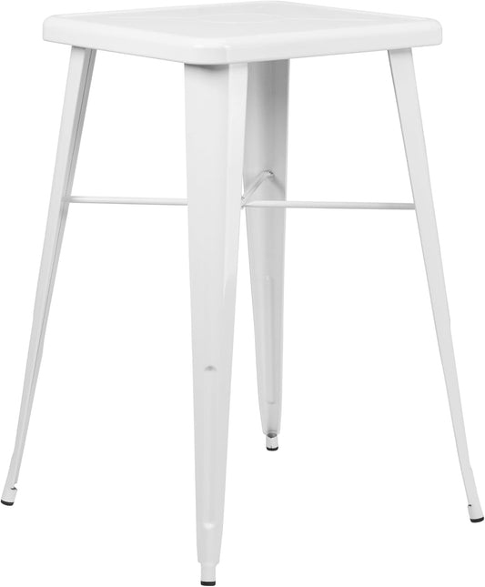 Flash Meubels 23.75'' Vierkant Metaal Binnen-Outdoor Bar Hoogte Tafel hedendaags 93.98 x 65.405000000000001 x 15.24 cm Kleur: wit