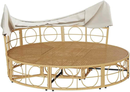 Zonnebed – Ligbed Buiten – Outdoor Ligstoel – Relaxstoel Tuin – Loungestoel Balkon – Polyrotan – Met Luifel – Comfortabele Kussens – Weerbestendig
