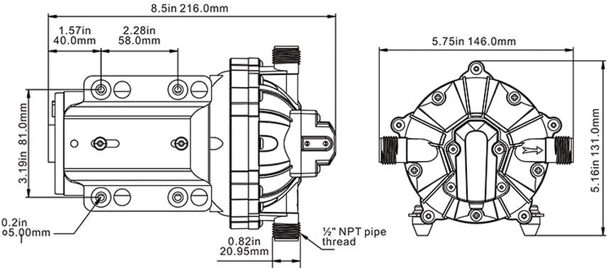 GLOEDNIEUWE SEAFLO 55-serie membraanpomp - 12V DC, 5,5 GPM, 60 PSI met HEAVY DUTY PRESSURE SWITCH