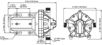 GLOEDNIEUWE SEAFLO 55-serie membraanpomp - 12V DC, 5,5 GPM, 60 PSI met HEAVY DUTY PRESSURE SWITCH