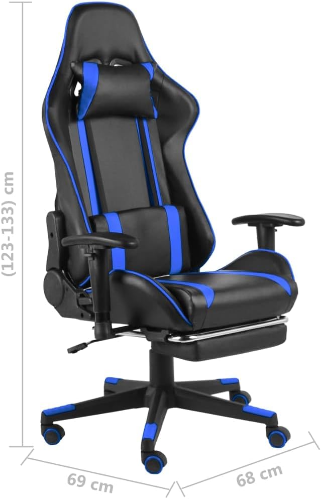 Gamingstoel – Bureaustoel – Gamestoel – Draaistoel – Comfortstoel – Blauw – Ergonomisch Met Voetensteun – Verstelbare Rugleuning