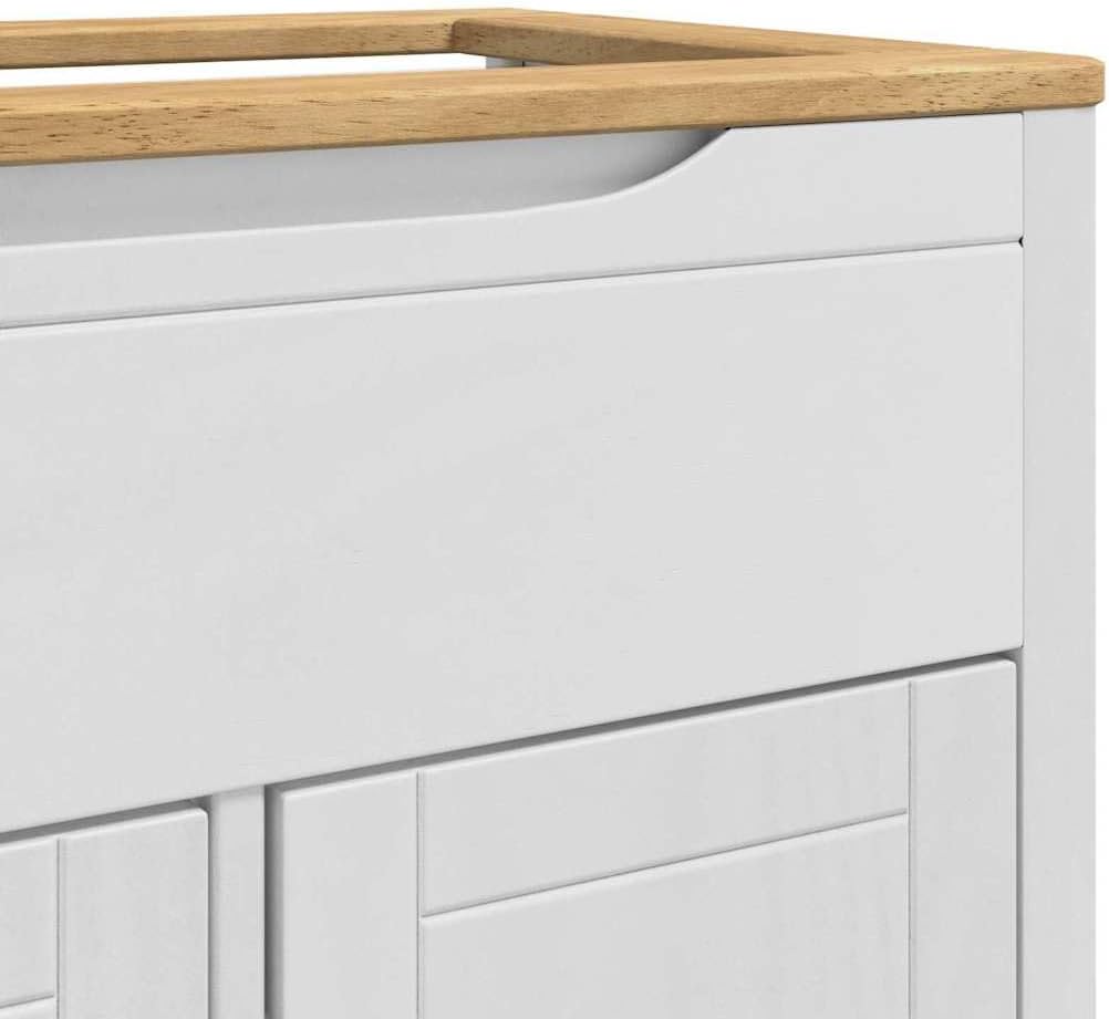 vidaXL Bathroom Furniture Set with Shelf 2 pcs White Solid Spruce Wood, Bathroom Organizer Set, Rectangular, Modern Design, Sturdy Home Dépôt, Bath Furniture Solutions - QUORE