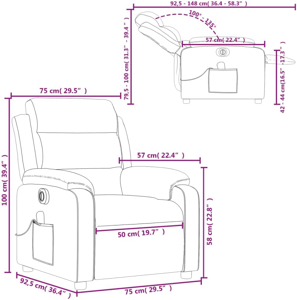Elektrische Massagestoel – Verstelbare Relaxstoel – Zwarte Massagestoel – Elektrisch Verstelbare Fauteuil – Comfortabele Relaxfauteuil – 6-Punts Vibratiemassage – Stabiel Hout-Metaal Frame