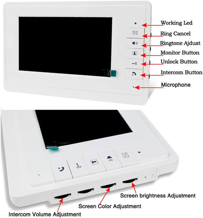 7 inch video-deurintercomsysteem, kleur bekabeld, infrarood deursysteem, nachtzichtcamera + binnenmonitor voor 2/3 woningen (3 monitoren)