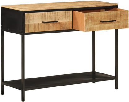 vidaXL Wall table 100x35x76 cm solid mango wood and iron, cabinet, hallway cabinet, hallway cabinet, side cabinet, entrance cabinet, side shelf, high shelf, TV console, media cabinet