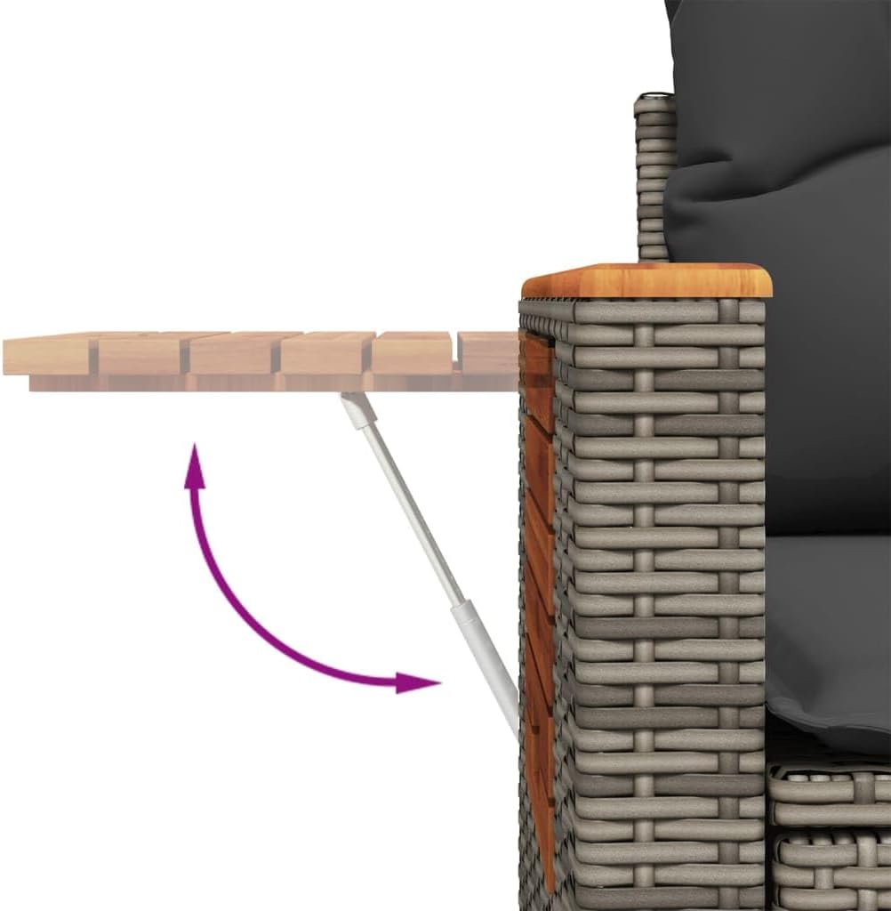 vidaXL 2-zitsbank met kussens poly rattan grijs, lounge bank, tuinbank, tuinmeubilair