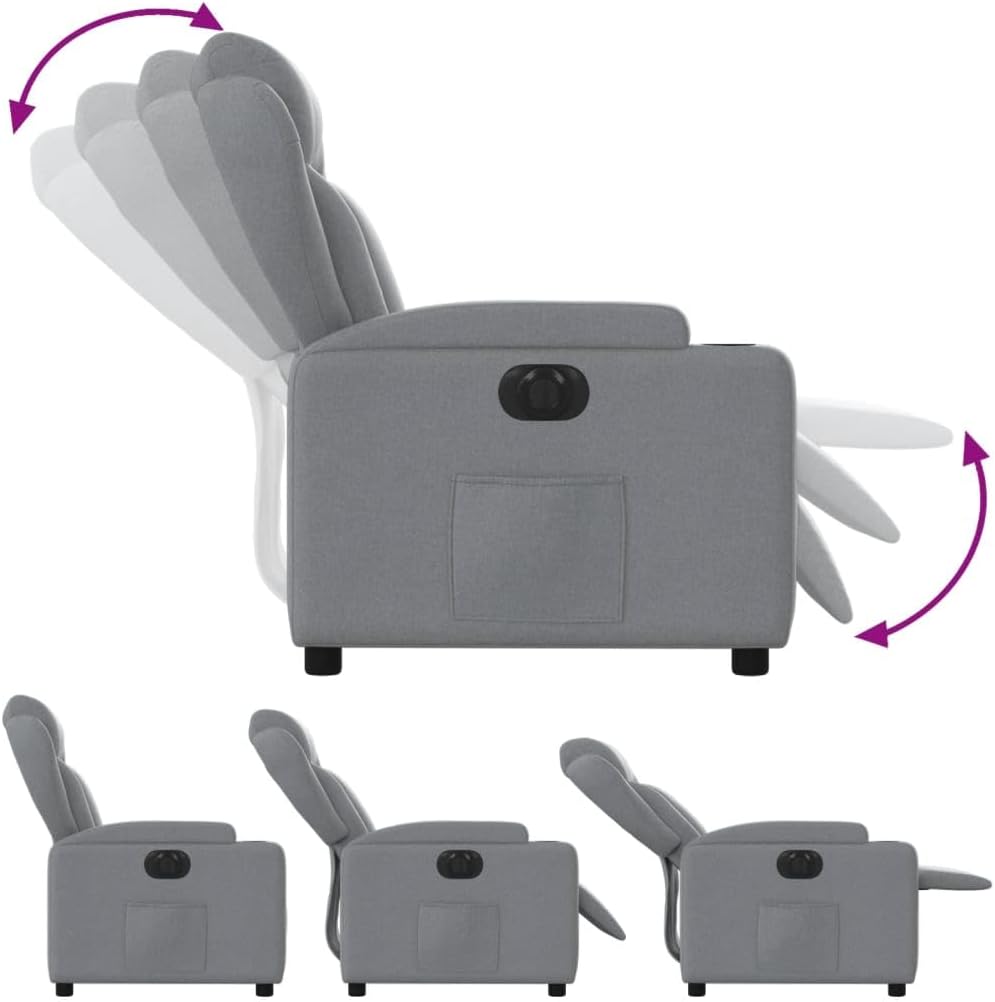 Living room armchair, electric armchair made of light gray fabric, living room chair, armchair, recliner chair, bedroom chair t