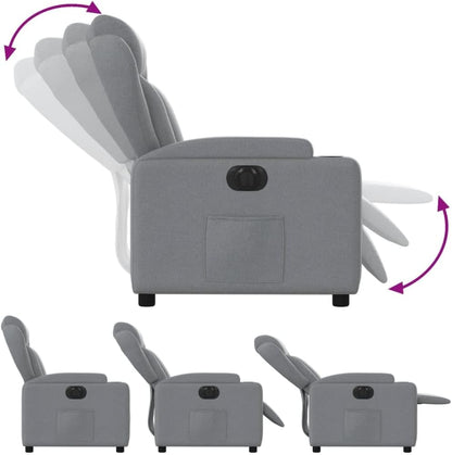 Living room armchair, electric armchair made of light gray fabric, living room chair, armchair, recliner chair, bedroom chair t