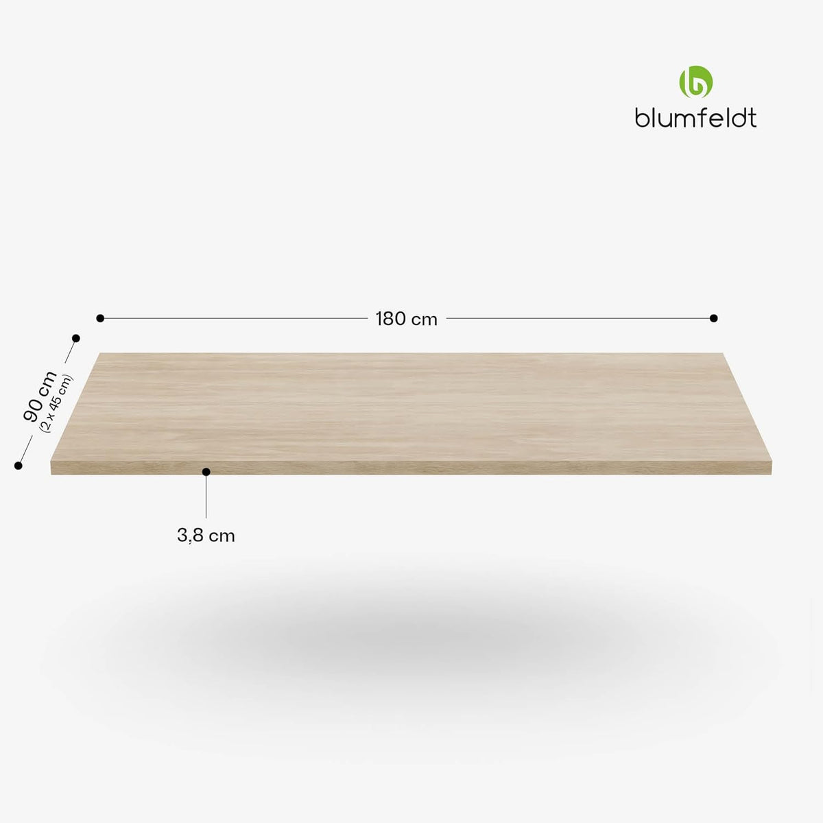 Blumfeldt Bearsdon Houten tafelblad - multiplex blad, 180 x 90 cm, hitte- & krasbestendig, ideaal voor eetkamer - taupe houtfinish, minimalistische stijl